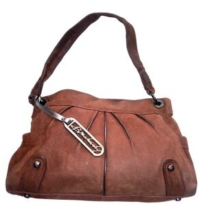 B Makowsky Brown Genuine Suede Leather Hobo Slouchy Shoulder Bag  Handbag